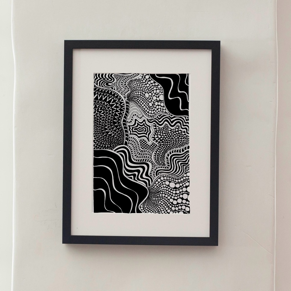 Abstract pattern art original drawing line art intuitive art